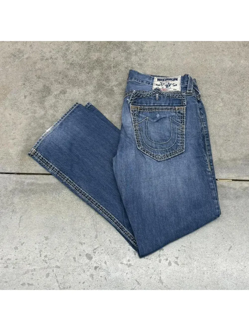 vintage true religion ricky blue made in usa straight leg jeans size 36 x 30
